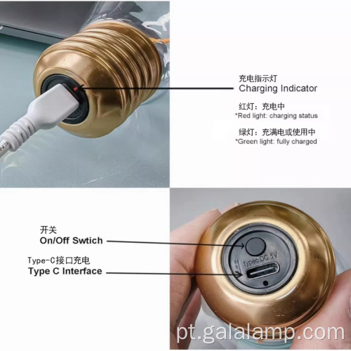 Lâmpadas de fadas de Natal recarregáveis ​​vintage